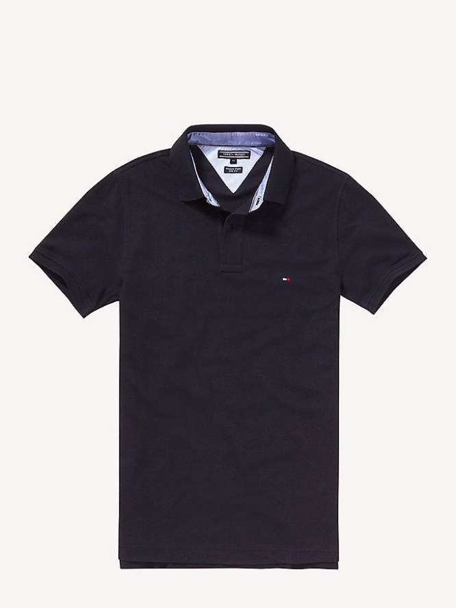 Tommy Hilfiger Slim Fit Baumwoll Polo Shirts Herren Dunkelblau | AT043ABJU