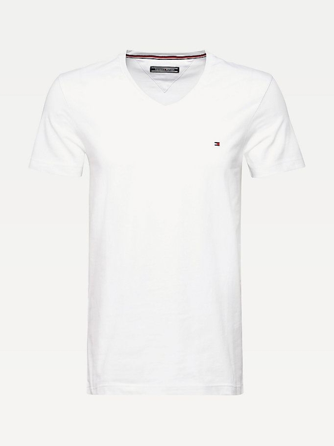 Tommy Hilfiger Slim Fit Baumwoll T-shirts Herren Weiß | AT261CKIR