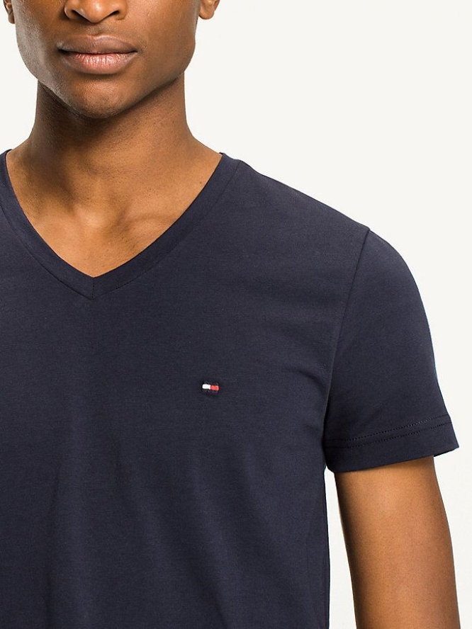 Tommy Hilfiger Slim Fit Baumwoll T-shirts Herren Navy | AT856QWLO