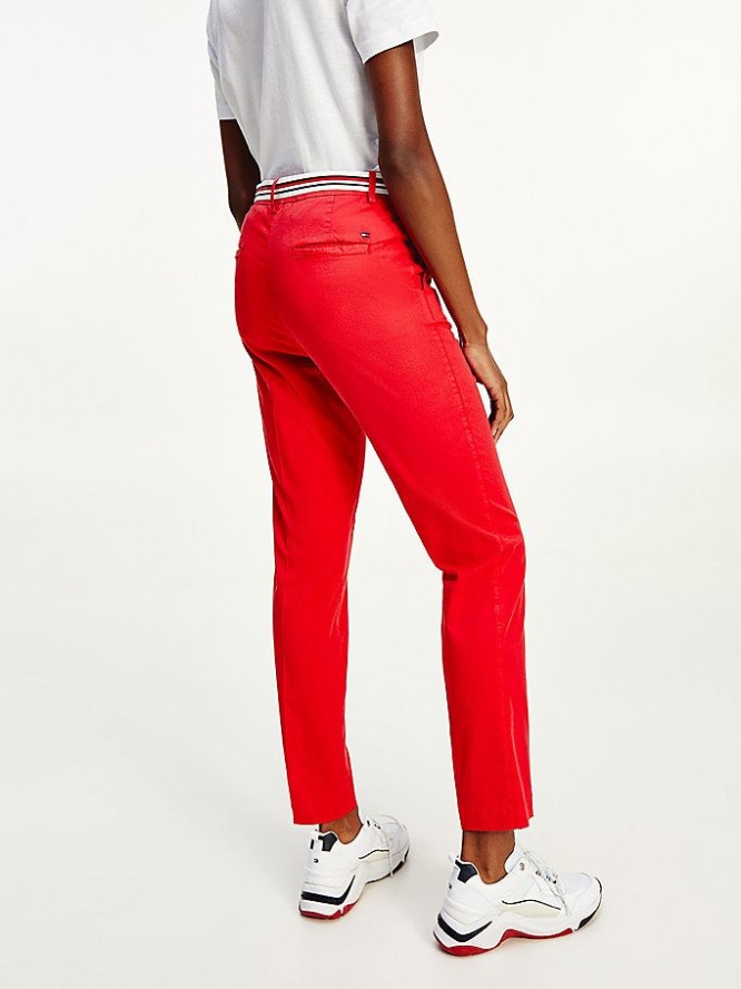 Tommy Hilfiger Slim Fit Chino-hosen Damen Rot | AT702ZEPU