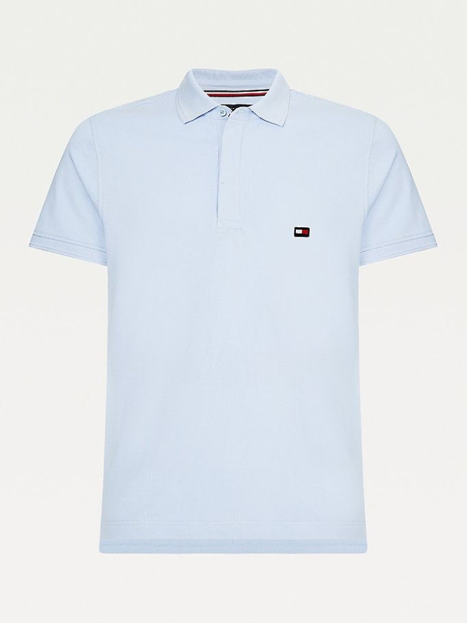 Tommy Hilfiger Slim Fit Flag Polo Shirts Herren Blau | AT163QAWJ