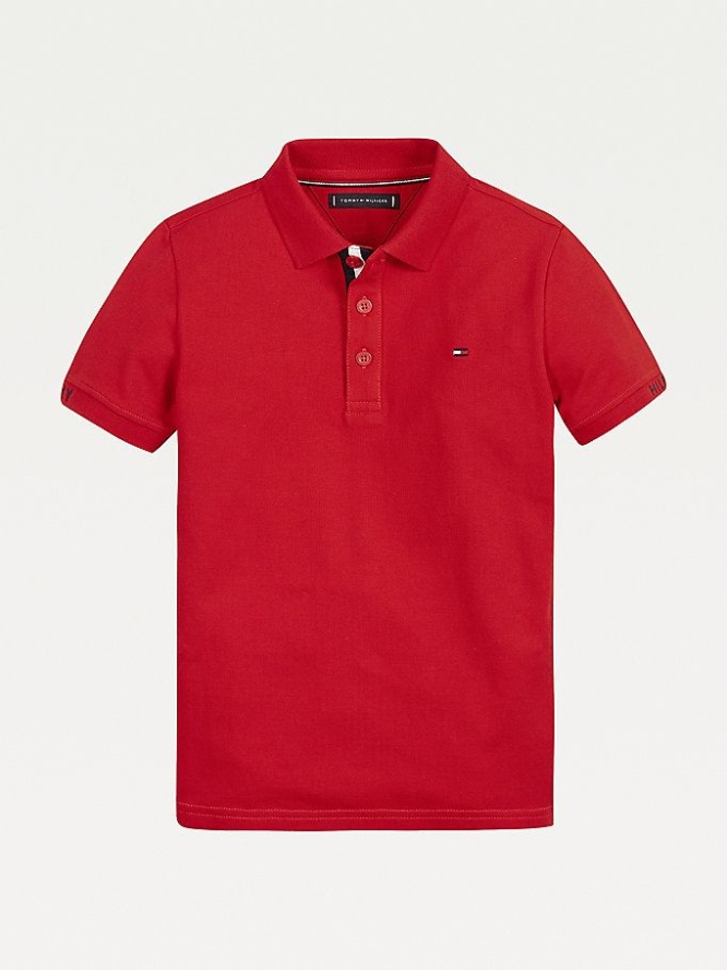 Tommy Hilfiger Slim Fit Polo Shirts Kinder Tiefesrot | AT436NISZ