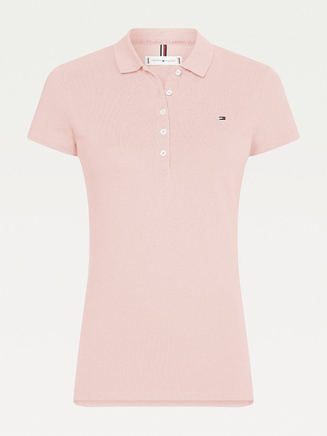 Tommy Hilfiger Slim Fit Stretch Baumwoll Polo Shirts Damen Rosa | AT608WPSJ