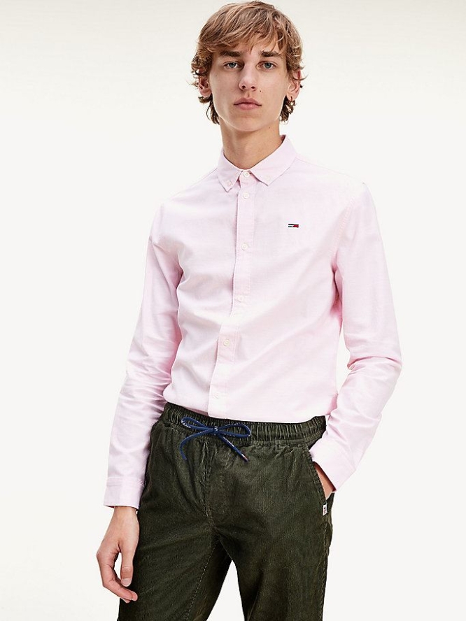 Tommy Hilfiger Slim Fit Stretch Oxford Baumwoll Hemd Herren Rosa | AT451EOMQ