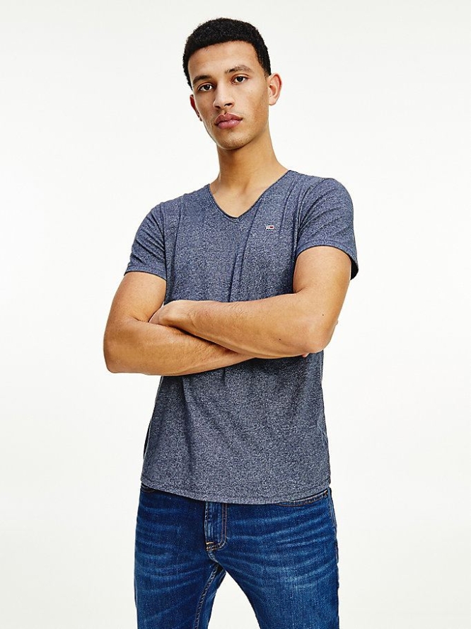 Tommy Hilfiger Slim Fit V-Neck T-shirts Herren Hellnavy | AT756BRGN