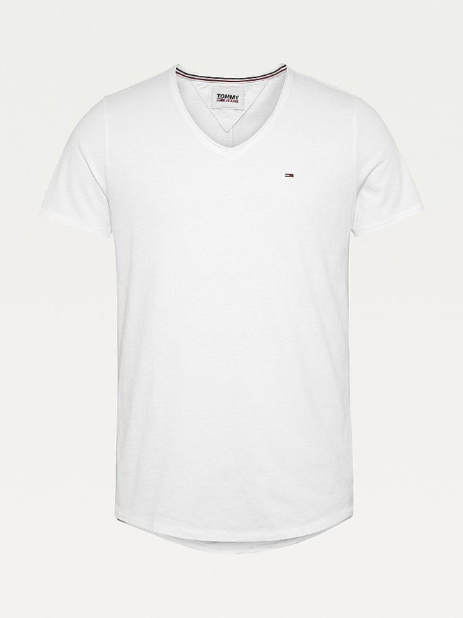 Tommy Hilfiger Slim Fit V-Neck T-shirts Herren Weiß | AT759ZQGY