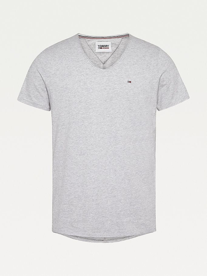 Tommy Hilfiger Slim Fit V-Neck T-shirts Herren Grau | AT843DZGT