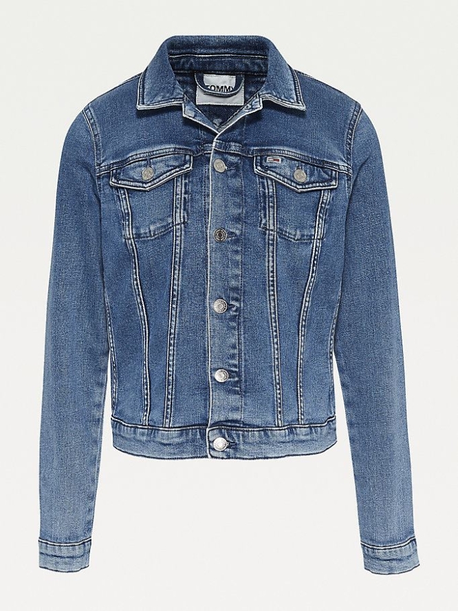 Tommy Hilfiger Slim Trucker Denim Jacke Damen Blau | AT238SYRI