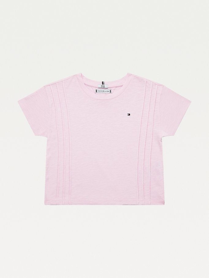 Tommy Hilfiger Slub Jersey Tonal Stripe T-shirts Kinder Rosa Türkis | AT936EUQW