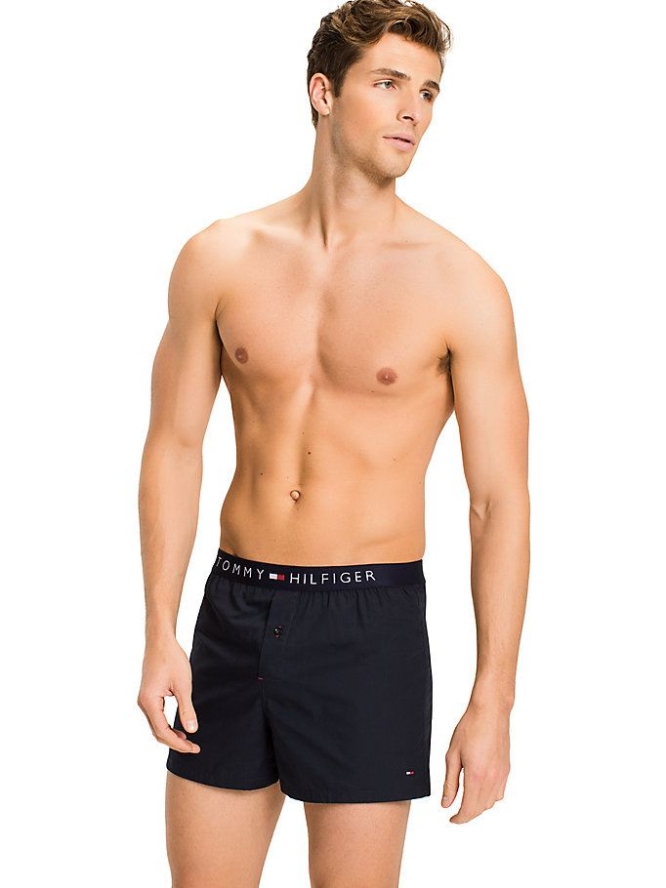 Tommy Hilfiger Smart Baumwoll Poplin Boxers Unterwäsche Herren Navy | AT718YXTI