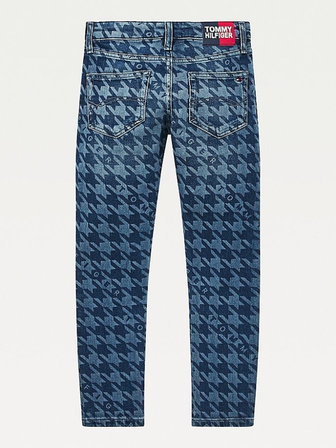 Tommy Hilfiger Spencer Slim Houndstooth Jeans Kinder Dunkelblau | AT406CDGZ