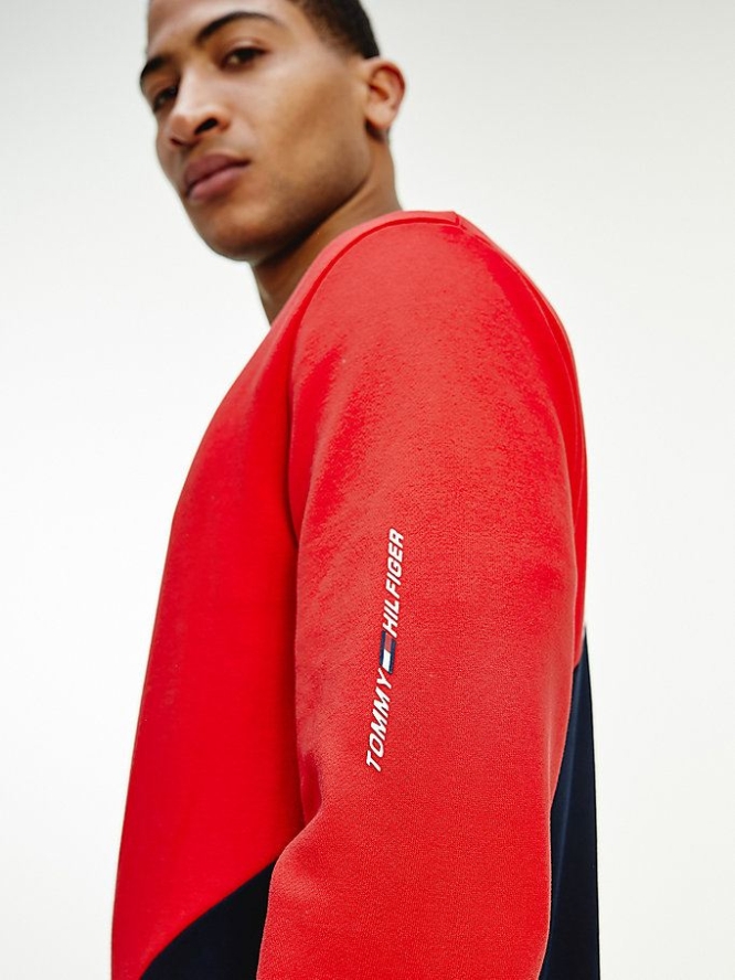 Tommy Hilfiger Sport Colour-Blocked Organic Baumwoll Sweatshirts Herren Dunkelblau | AT327PCZS