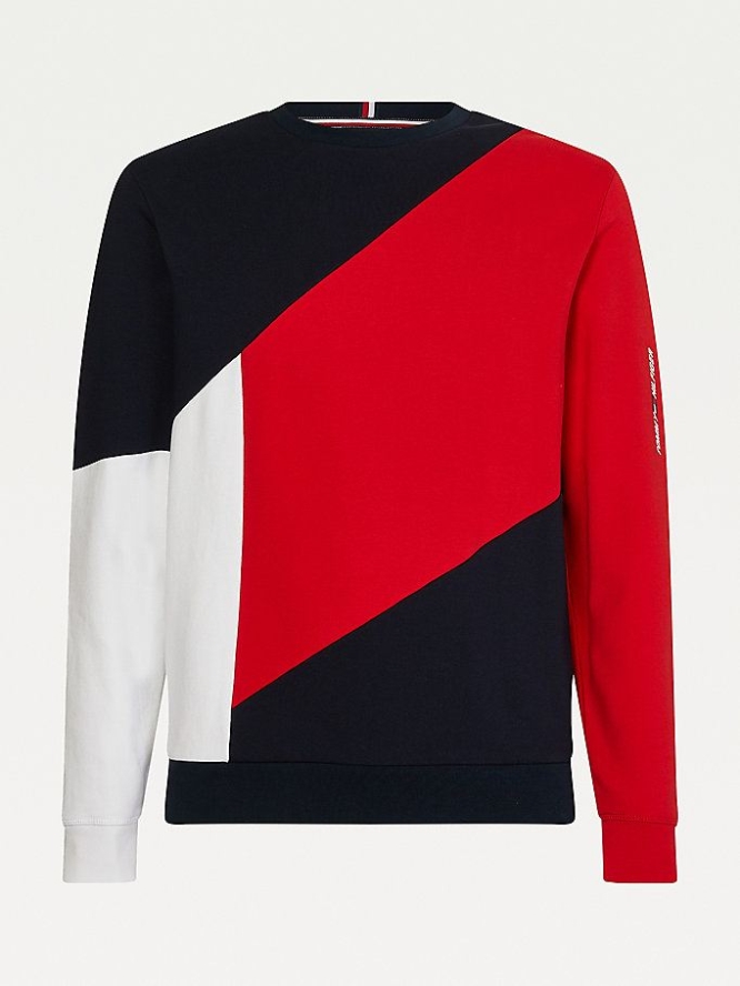 Tommy Hilfiger Sport Colour-Blocked Organic Baumwoll Sweatshirts Herren Dunkelblau | AT327PCZS