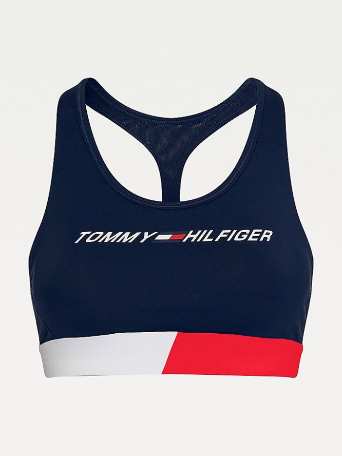 Tommy Hilfiger Sport Medium Support Racerback Bra Unterwäsche Damen Dunkelblau | AT465ULRT