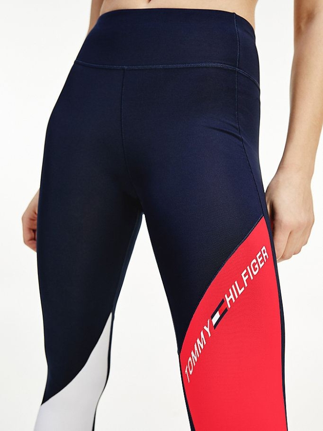 Tommy Hilfiger Sport Moisture Wicking Colour-Blocked Leggings Damen Dunkelblau | AT836SPDC