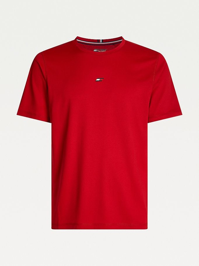 Tommy Hilfiger Sport Rubberised Flag Slim Fit T-shirts Herren Rot | AT165ZAKX