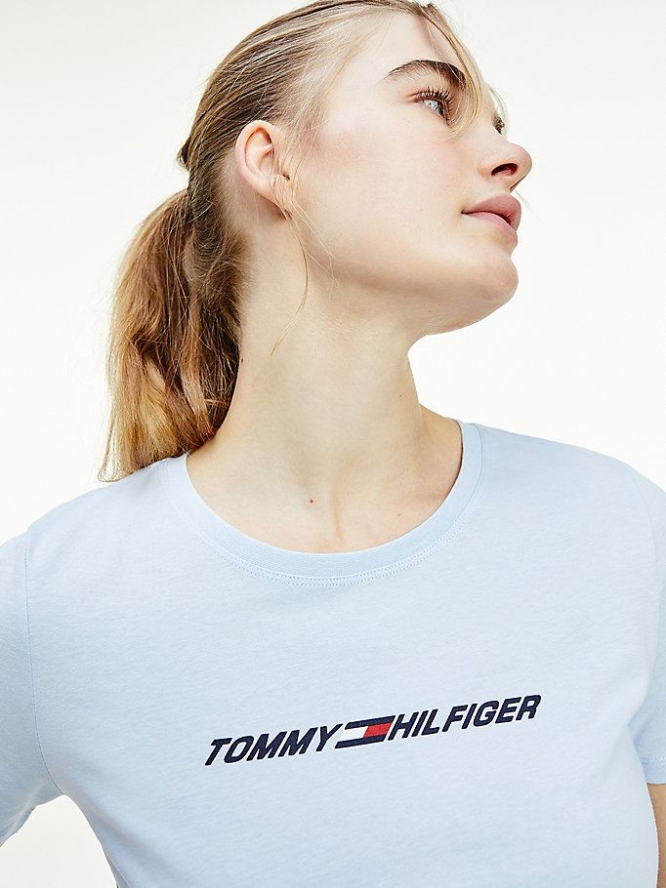 Tommy Hilfiger Sport TH Cool Graphic T-shirts Damen Blau | AT642YRAD