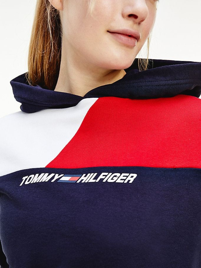 Tommy Hilfiger Sport TH Cool Relaxed Colour-Blocked Hoodie Damen Dunkelblau | AT460BPHL