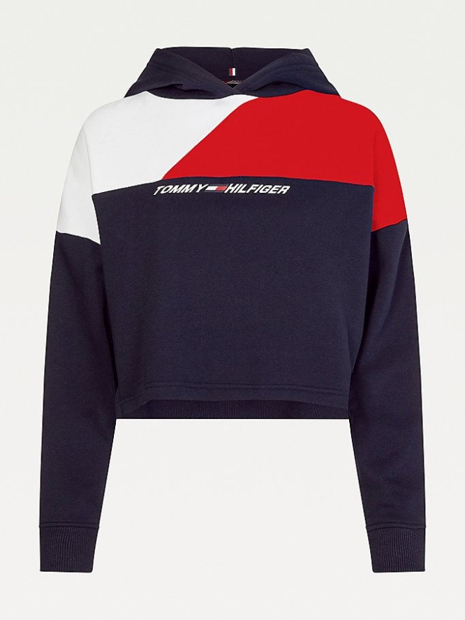 Tommy Hilfiger Sport TH Cool Relaxed Colour-Blocked Hoodie Damen Dunkelblau | AT460BPHL