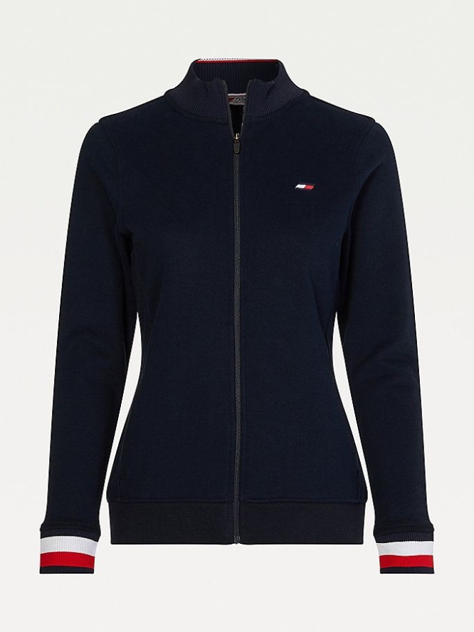 Tommy Hilfiger Sport TH Cool Slim Fit Zip-Up Layer Sweatshirts Damen Dunkelblau | AT381UGZV