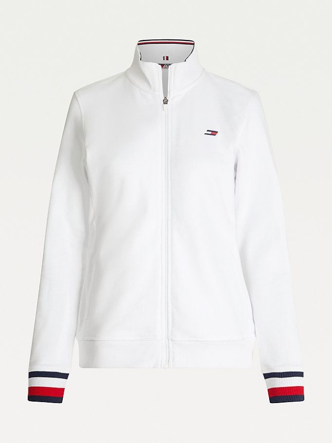 Tommy Hilfiger Sport TH Cool Slim Fit Zip-Up Layer Sweatshirts Damen Weiß | AT653YGMI