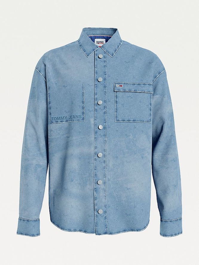 Tommy Hilfiger Stone-Washed Denim Over Hemd Herren Grau Waschen | AT209IMWL