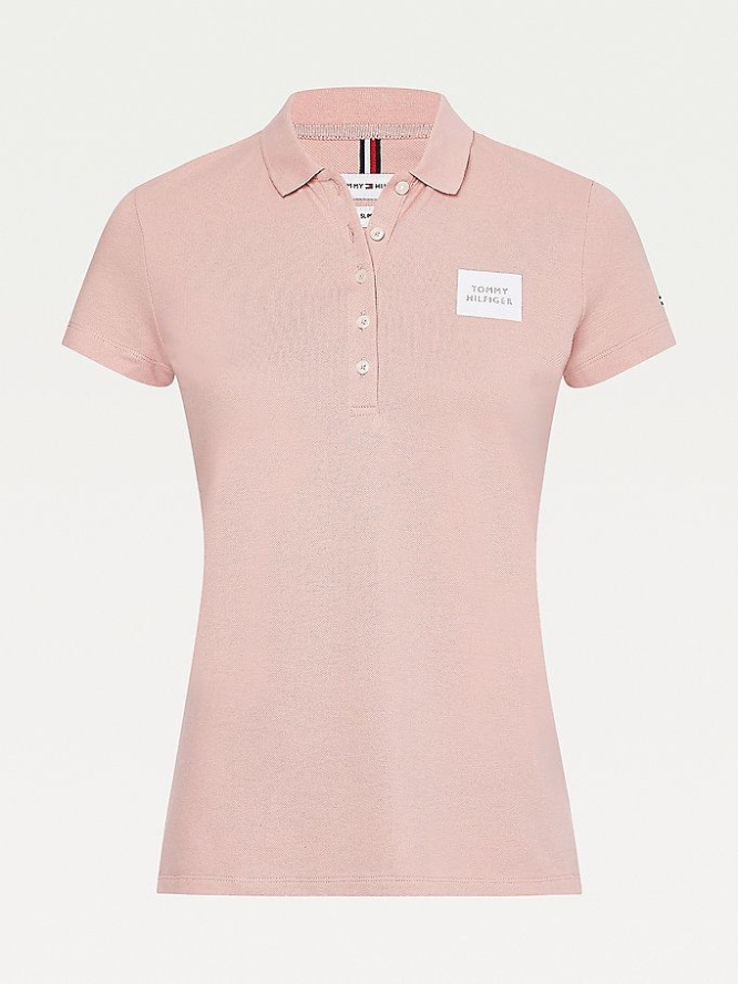 Tommy Hilfiger Stretch Baumwoll Pique Slim Fit Polo Shirts Damen Rosa | AT120YWDT