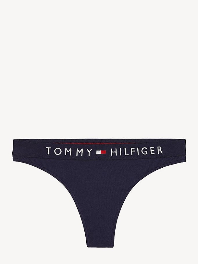 Tommy Hilfiger Stretch Baumwoll Tanga Unterwäsche Damen Navy | AT568AQYV