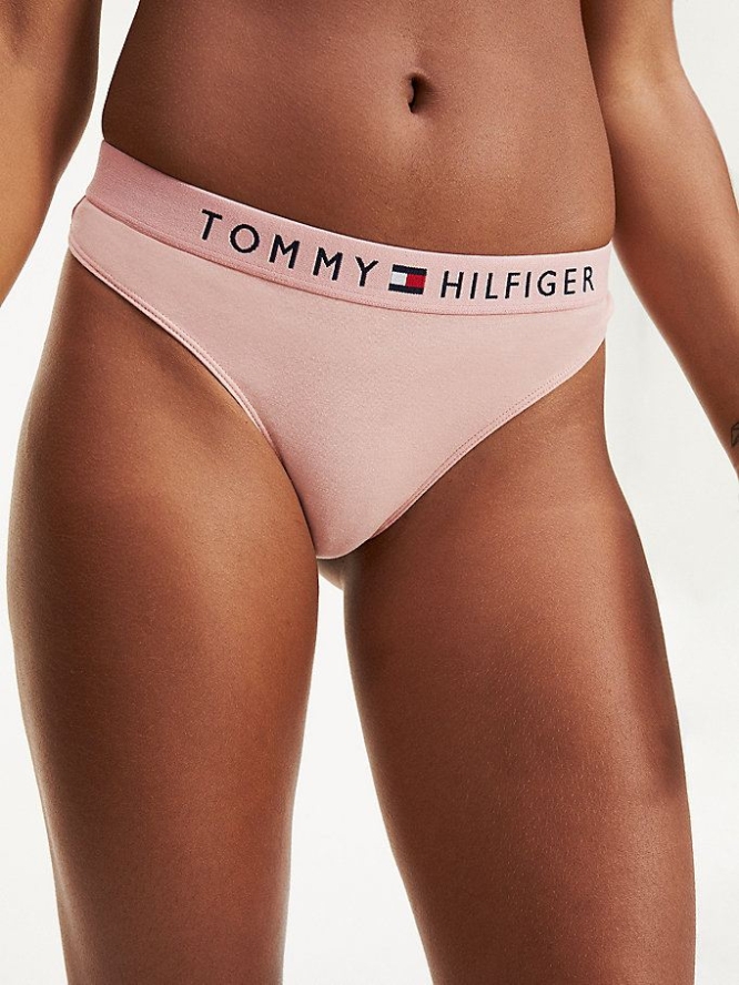 Tommy Hilfiger Stretch Baumwoll Tanga Unterwäsche Damen Rosa Braun | AT762EMSA