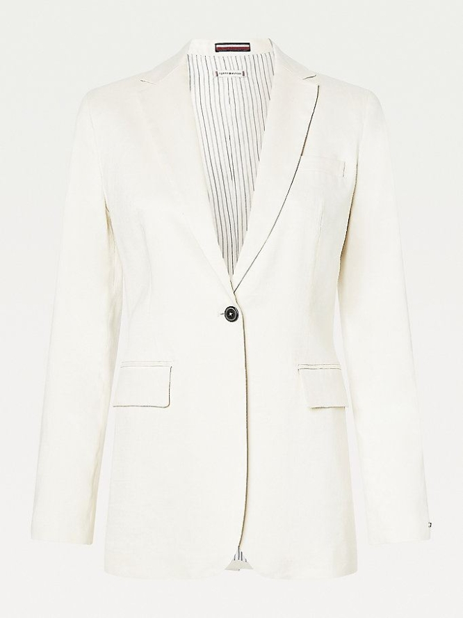 Tommy Hilfiger Stretch Linen Blazer Damen Weiß | AT406ZAXH