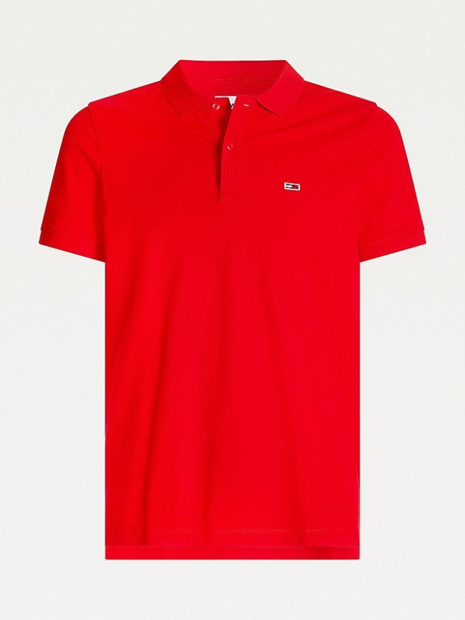 Tommy Hilfiger Stretch Organic Baumwoll Slim Polo Shirts Herren Tiefesrot | AT579BETZ