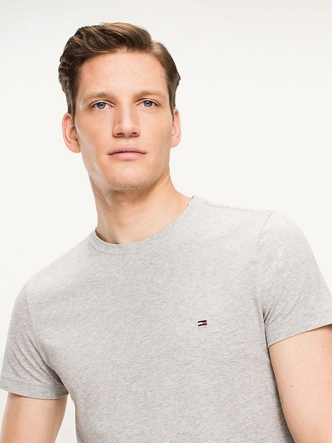 Tommy Hilfiger Stretch Slim Fit T-shirts Herren Grau | AT691TEKZ