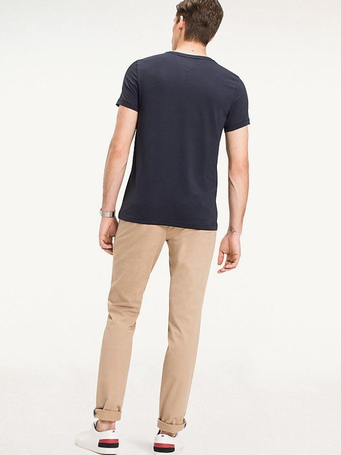 Tommy Hilfiger Stretch Slim Fit T-shirts Herren Navy | AT840YNIP