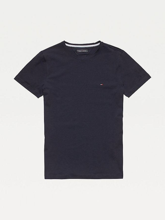 Tommy Hilfiger Stretch Slim Fit T-shirts Herren Navy | AT840YNIP