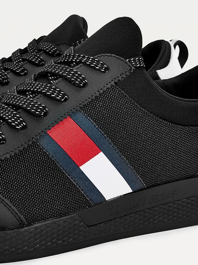 Tommy Hilfiger Stretch Spitze-Up Sneakers Herren Schwarz | AT857JOBC