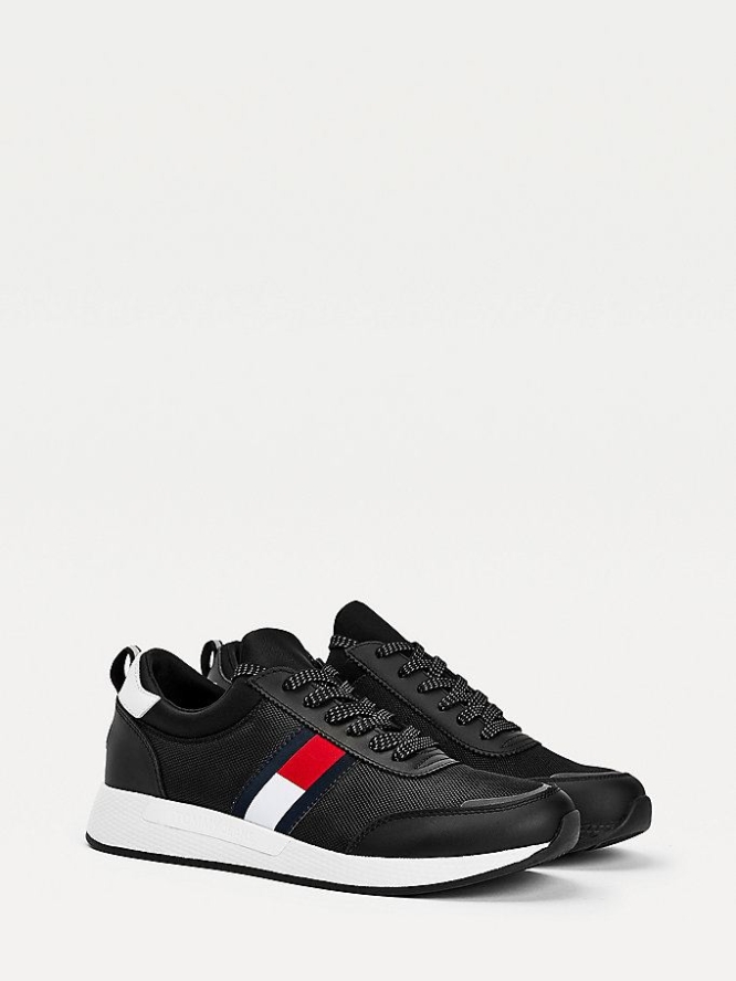 Tommy Hilfiger Stretch Spitze-Up Sneakers Herren Schwarz | AT857JOBC