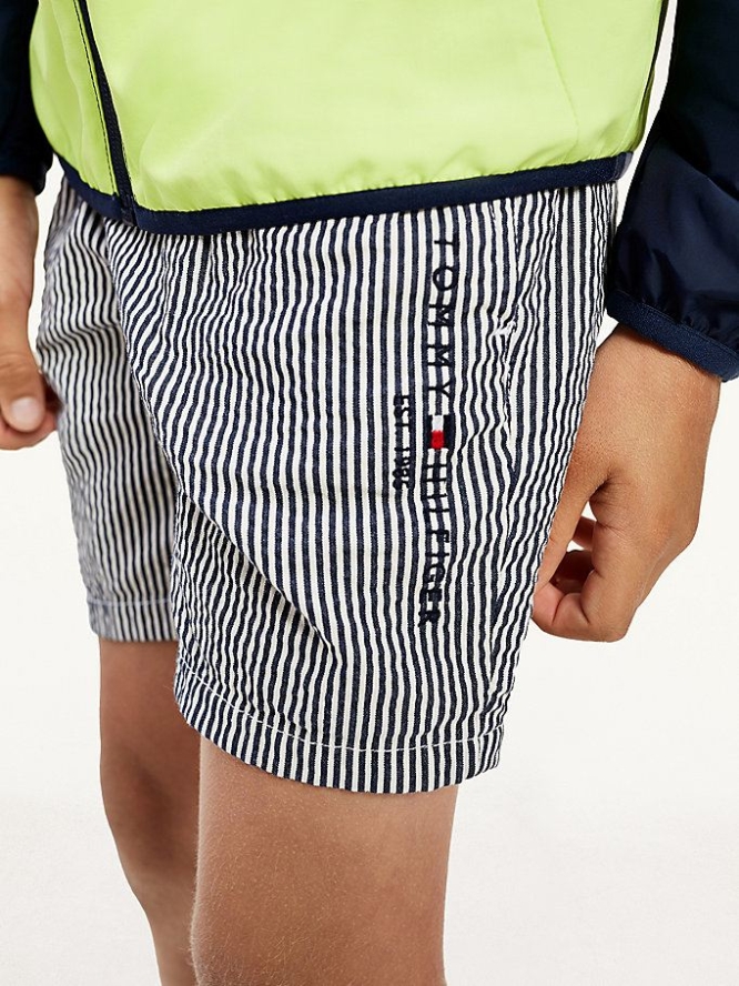 Tommy Hilfiger Stripe Baumwoll Seersucker Kurze Hose Kinder Hellnavy Weiß | AT568LJBF