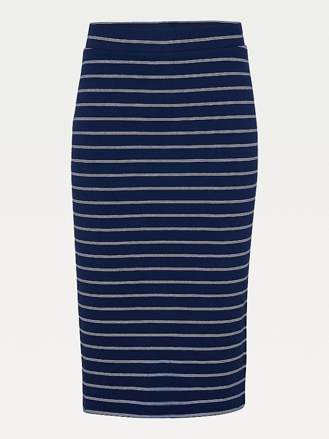 Tommy Hilfiger Stripe Bodycon Midi Röcke Damen Hellnavy Mehrfarbig | AT687MQWC