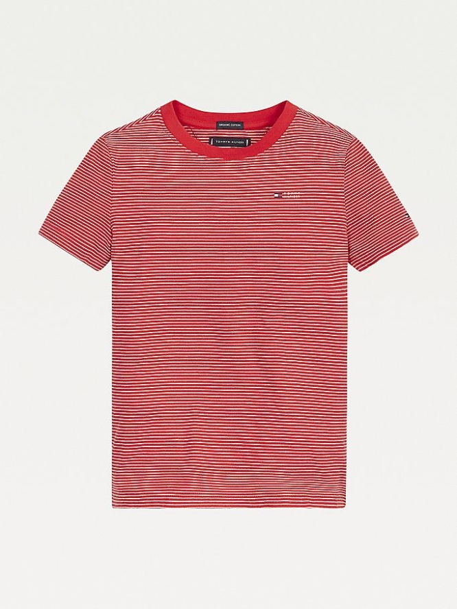 Tommy Hilfiger Stripe Crew Neck T-shirts Kinder Rot | AT965SJLB