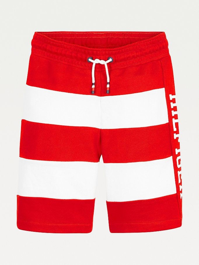 Tommy Hilfiger Stripe Drawstring Kurze Hose Kinder Tiefesrot Weiß | AT758TZEI