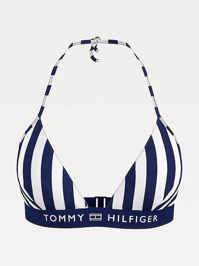 Tommy Hilfiger Stripe Fixed Triangle Bikini Top Bademode Damen Stripes | AT674JZFD