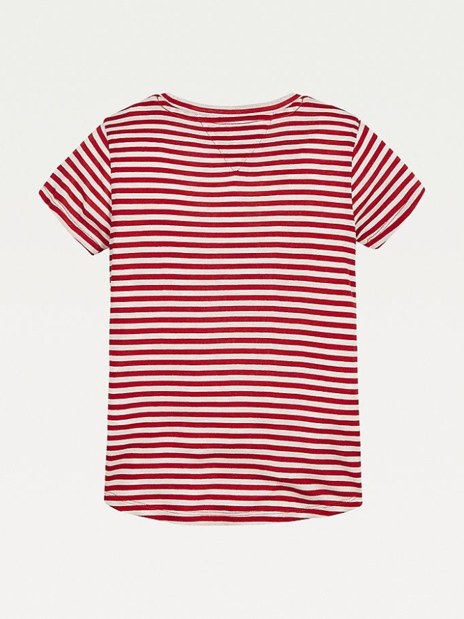 Tommy Hilfiger Stripe Knit Flag T-shirts Kinder Tiefesrot Weiß | AT469GAUK