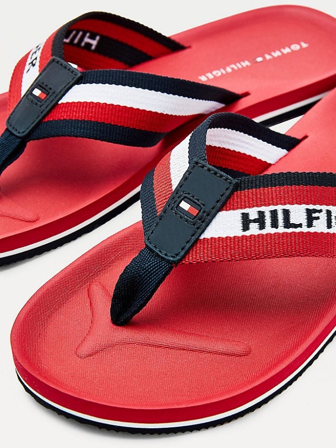 Tommy Hilfiger Stripe Moulded Footbed Flip Flops Herren Rot | AT179ZCIY