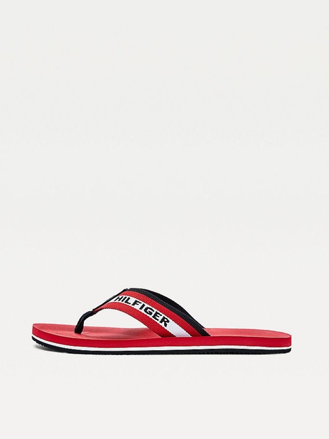 Tommy Hilfiger Stripe Moulded Footbed Flip Flops Herren Rot | AT179ZCIY