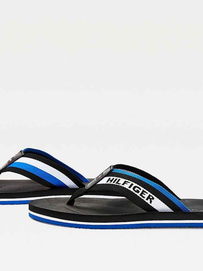 Tommy Hilfiger Stripe Moulded Footbed Flip Flops Herren Schwarz | AT398PJID