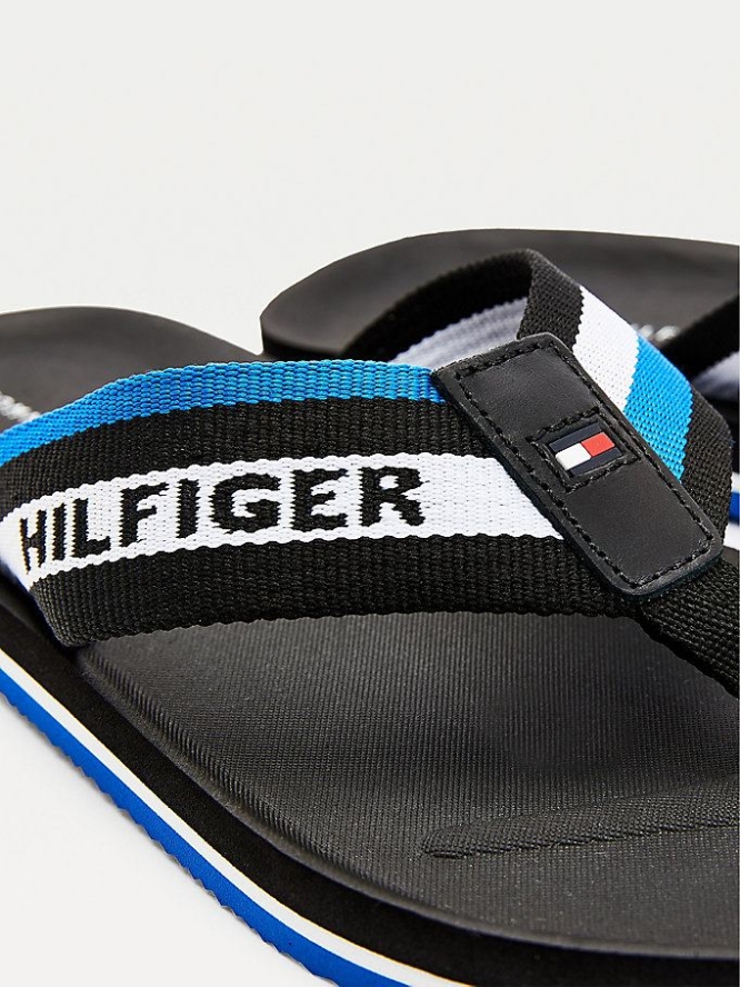 Tommy Hilfiger Stripe Moulded Footbed Flip Flops Herren Schwarz | AT398PJID