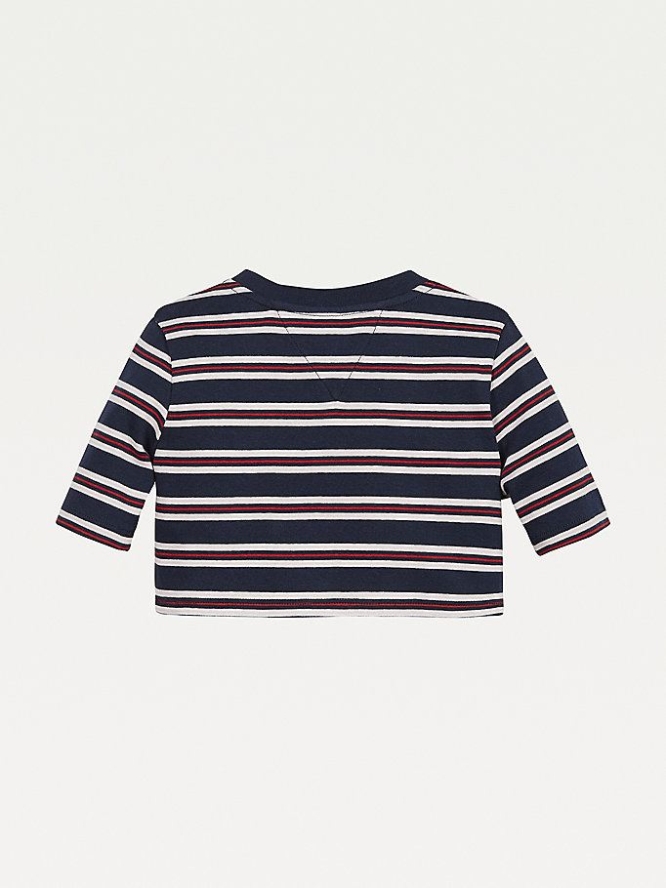 Tommy Hilfiger Stripe Pull-On Organic Baumwoll T-shirts Kinder Hellnavy | AT368DQIW