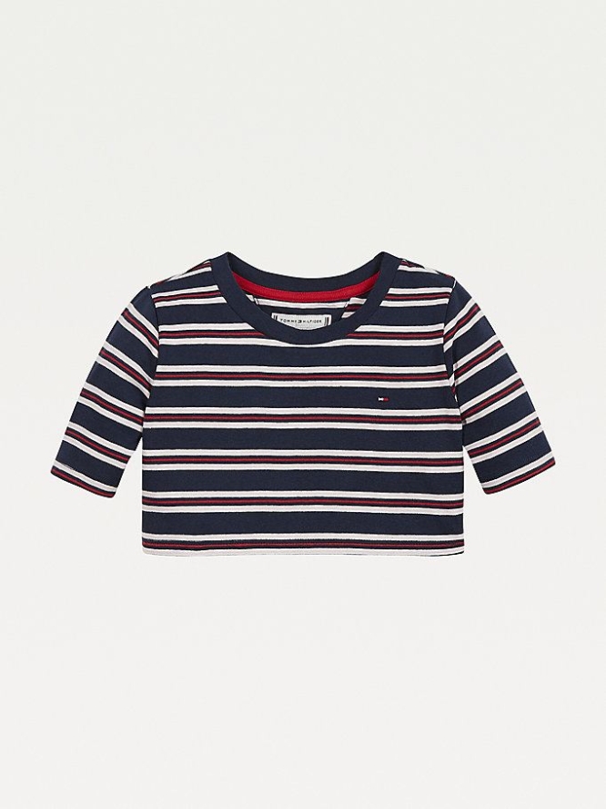 Tommy Hilfiger Stripe Pull-On Organic Baumwoll T-shirts Kinder Hellnavy | AT368DQIW