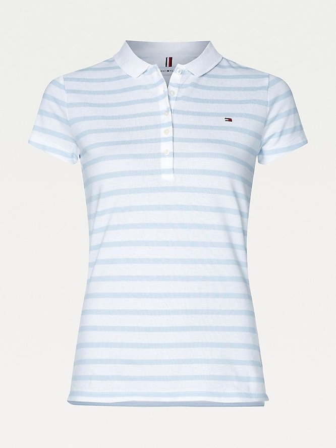 Tommy Hilfiger Stripe Slim Fit Polo Shirts Damen Blau | AT073NXOT