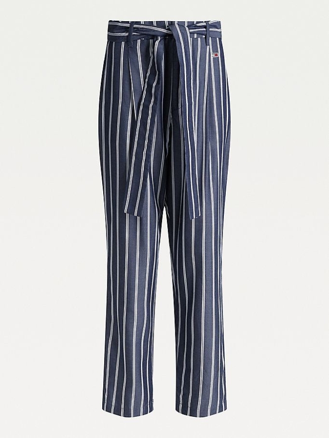 Tommy Hilfiger Stripe Tapered Hosen Damen Hellnavy Weiß | AT927BGWN